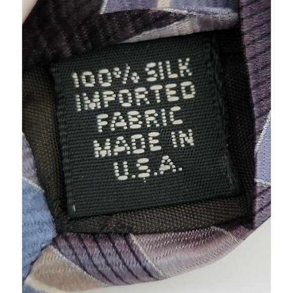 Murano Italia 100% Silk Mens Tie Necktie Blue Grey Gray Waves Shapes EUC - Picture 5 of 5